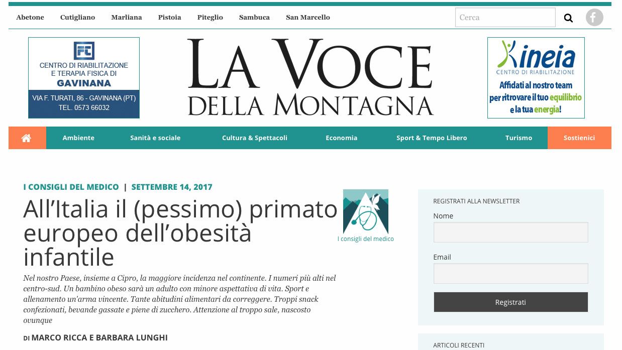 articolo su obesità infantile